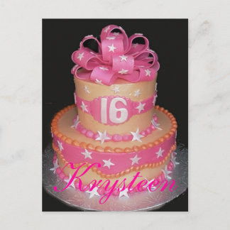 16th vykort för födelsedagtårta