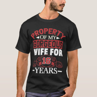 16th Wedding Anniversary Gift for Husband 16 Years T Shirt