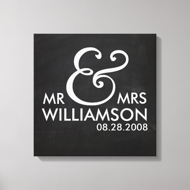 16x16-kalkylbrädesartikel för arbetsytan Bröllop D Canvastryck (Framsida)