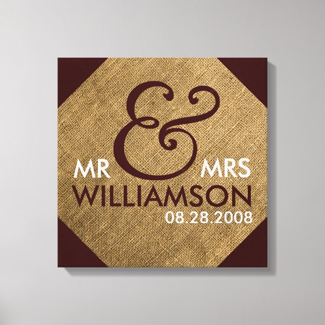 16x16 Träffade arbetsytans Bröllop-datumartikel Canvastryck (Framsida)