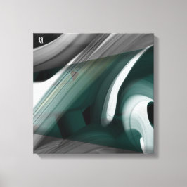16x16" Trend Abstract Art Canvas Black White Green