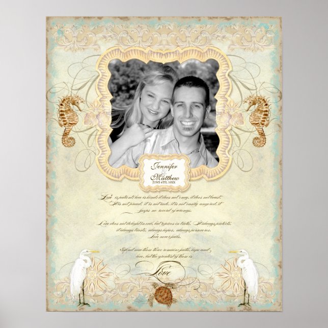 16x20 Bröllop-fotografi Kärlek-karta för kustnära  Poster (Framsidan)