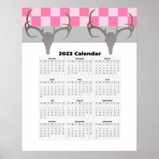 16x20 Hjort Skull Antlers 2023 Hunter Calendar Poster