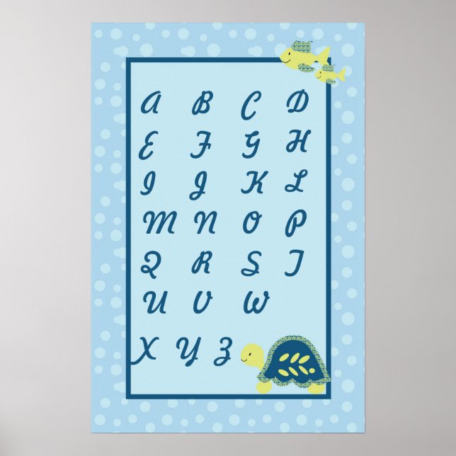 16x24 Nursery Art ABC Chart Turtle Sea Sea Poster (Framsidan)