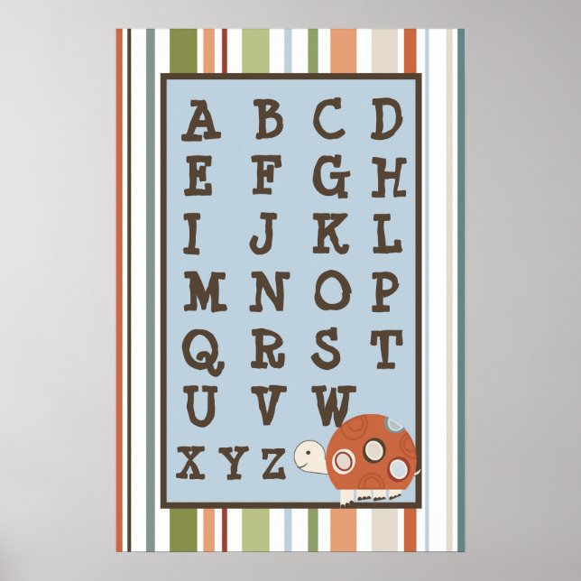 16x24 Nursery Art ABC-diagram Laguna Beach Turtle  Poster (Framsidan)