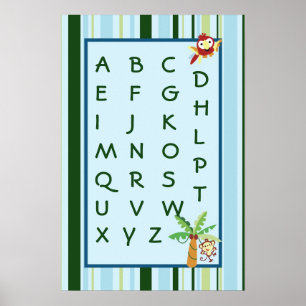 16x24 Nursery Art ABC-diagram - regnskog Poster