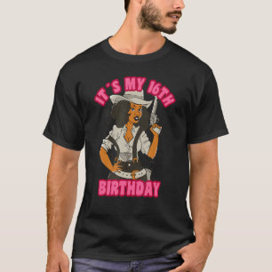 16yo Cowgirl Birthday 16 Girls min 16:e födelsedag T Shirt