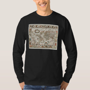 1700-TALETS ANTIKVARIISKA VÄRLDSKARTA HISTORIA GEO T SHIRT
