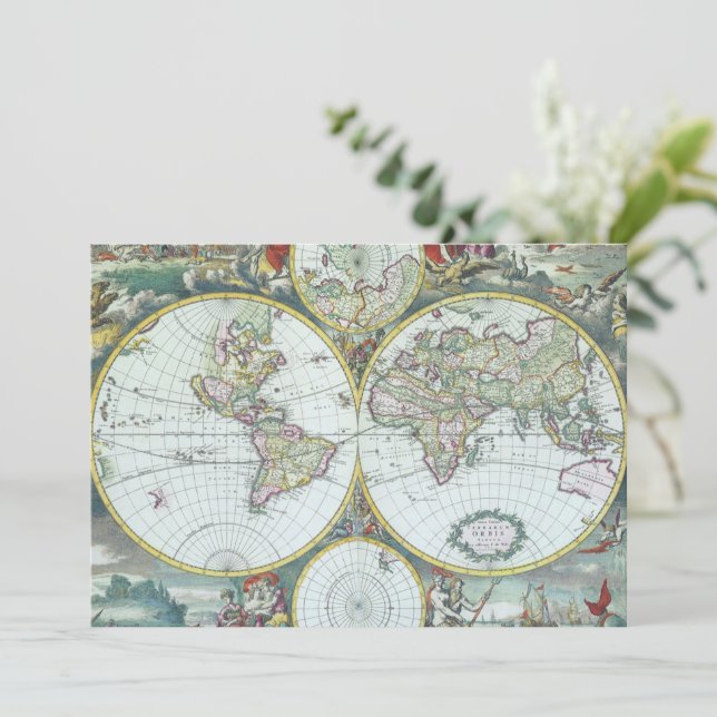 1700-tals Antik Världskarta, Frederick De Wit Inbjudningar (Stående Fram)