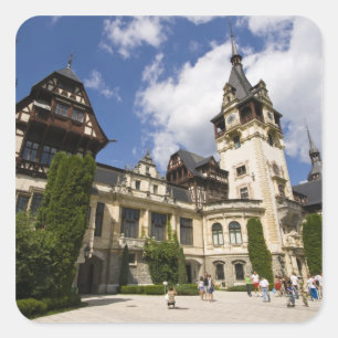 1700-tals slottet Peles, Sinaia, Rumänien, 2 Fyrkantigt Klistermärke