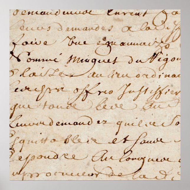 1700s Fransk Vintage  Script Grunge Parchment Papp Poster (Framsidan)