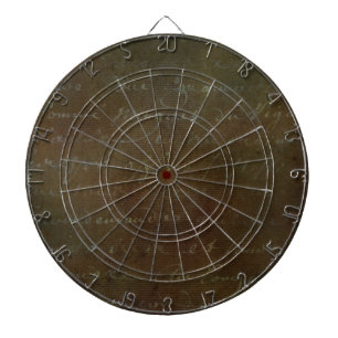 1700s Vintage Fransk Brun skriptgrunge Parchment Darttavla