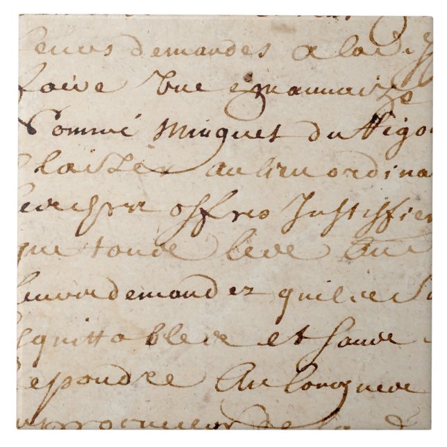 1700svintagefransk skrivar GrungeParchmentpapper Kakelplatta (Framsidan)