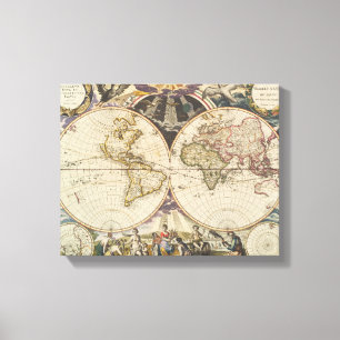 1702 A new karta of world Canvastryck