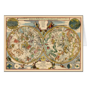 1705 himmelska Zodiac Hälsningskort
