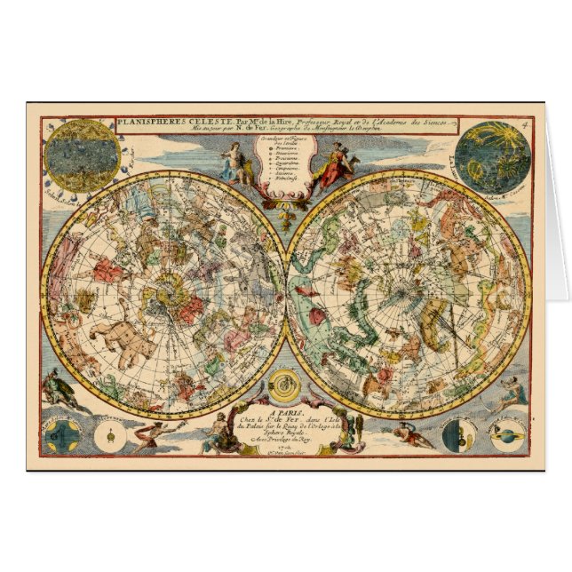 1705 himmelska Zodiac Hälsningskort (Framsidan Horizontal)