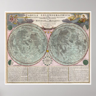 1707 Karta i Måne Poster