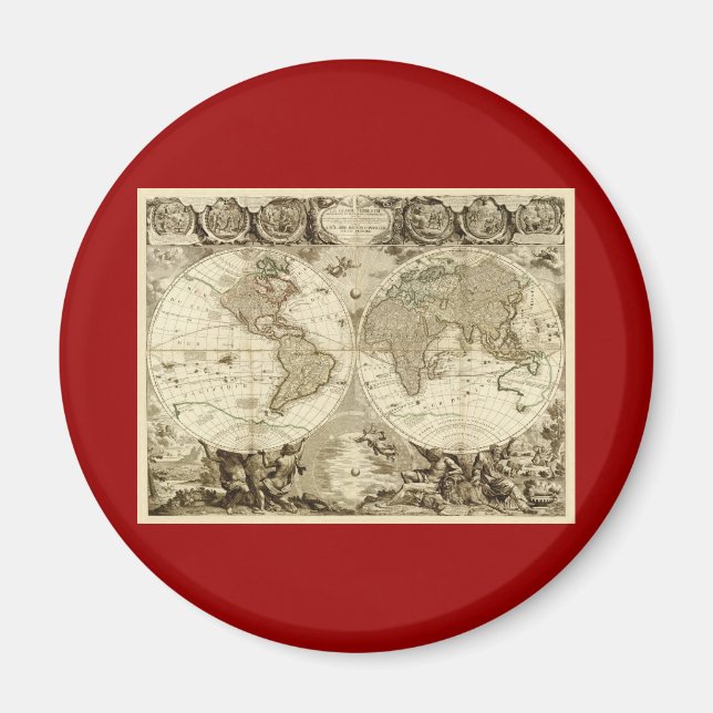 1708 Världskarta av Jean Baptiste Nolin Magnet (Framsidan)