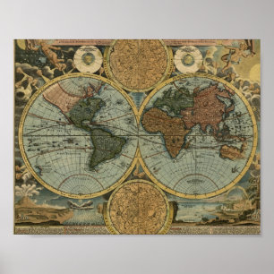 1716 Homann Old World Map Poster