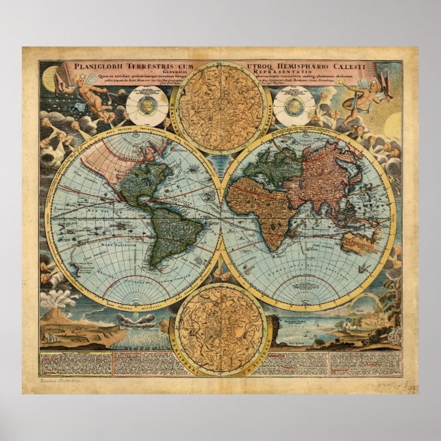 1716 poster Karta i medeltiden (Framsidan)