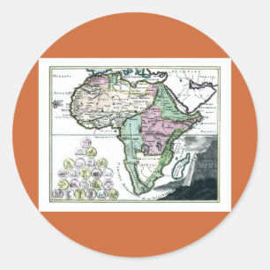 1720 Afrika Vetus Karta Runt Klistermärke