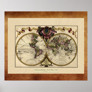 "1720 Guillaume DeLisle" Olde Worlde Karta Poster