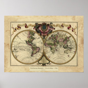 "1720 Guillaume DeLisle" Olde Worlde Karta Poster