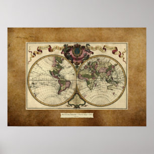 "1720 Guillaume DeLisle" Olde Worlde Karta Poster