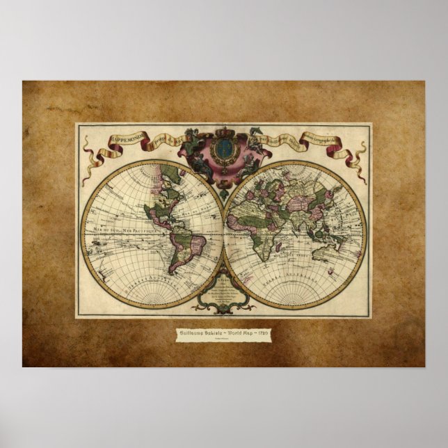 "1720 Guillaume DeLisle" Olde Worlde Karta Poster (Framsidan)