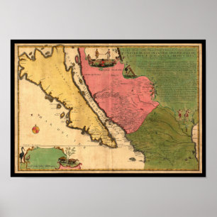 1720 Karta-La Kalifornien ou Nouvelle Caroline Poster