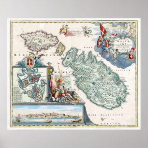 1720 Malta Karta Poster