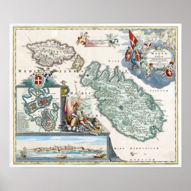 1720 Malta Karta Poster (Framsidan)