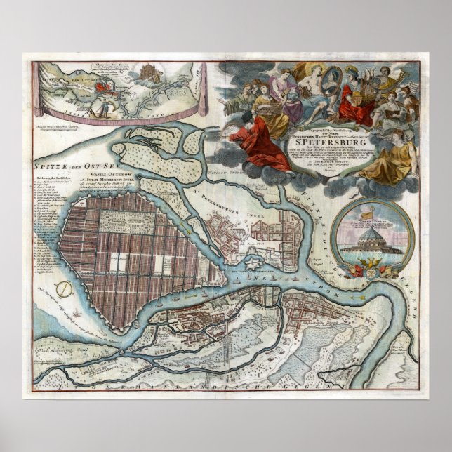 1720 Sankt Petersburg Karta Poster (Framsidan)