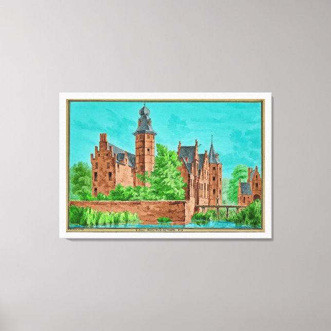 1729 A. de Haen Dutch Kasteel WESTERVELT ...  Canvastryck (Framsida)