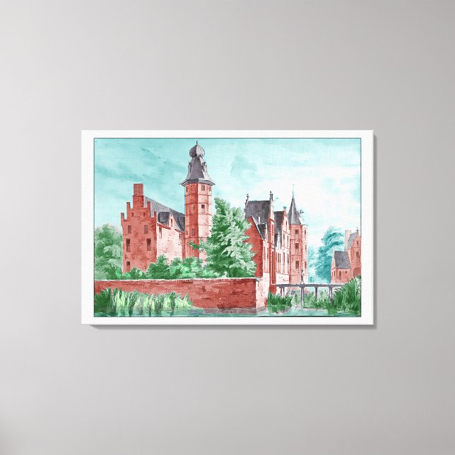 1729 A. de Haen Dutch Kasteel WESTERVELT  Canvastryck (Framsida)