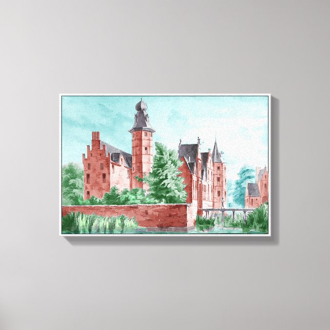 1729 A. de Haen Dutch Kasteel WESTERVELT  Canvastryck (Framsida)