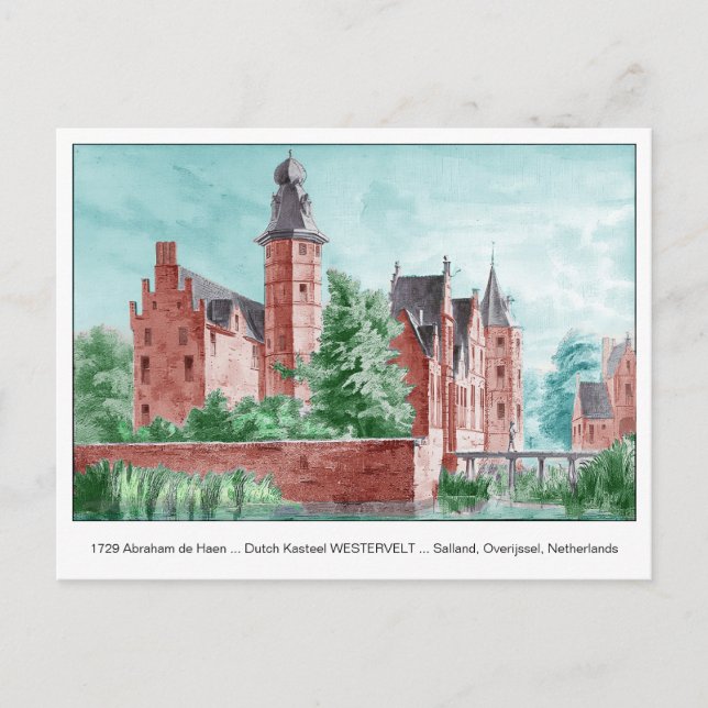 1729 A. de Haen Dutch Kasteel WESTERVELT Postcard Vykort (Framsida)