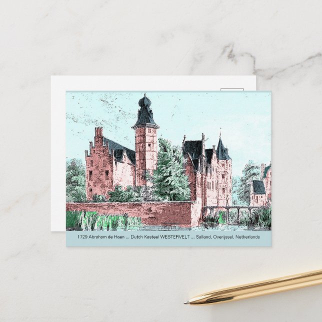 1729 A. de Haen Dutch Kasteel WESTERVELT Postcard Vykort (Fram/Back In Situ)