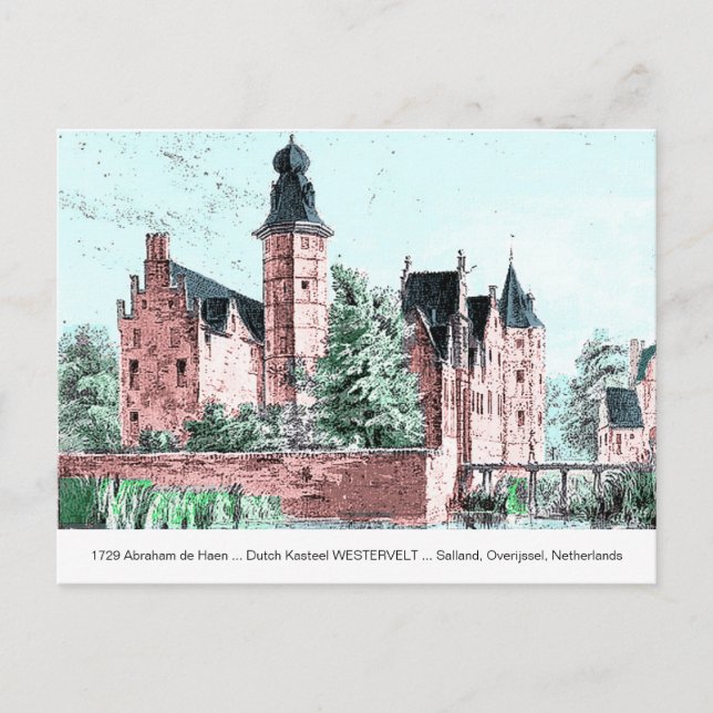1729 A. de Haen Dutch Kasteel WESTERVELT Postcard Vykort (Framsida)