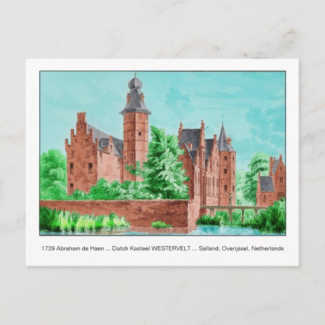 1729 A. de Haen Dutch Kasteel WESTERVELT... Vykort (Framsida)