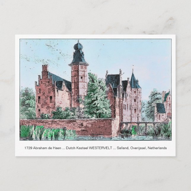 1729 A. de Haen Holländska Kasteel WESTERVELT Vyko Vykort (Framsida)