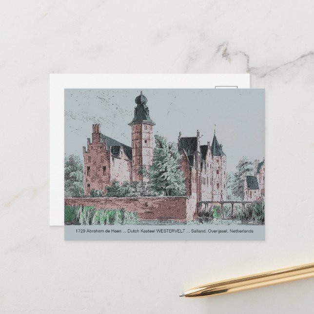 1729 A. de Haen Holländska Kasteel WESTERVELT vyko Vykort (Fram/Back In Situ)