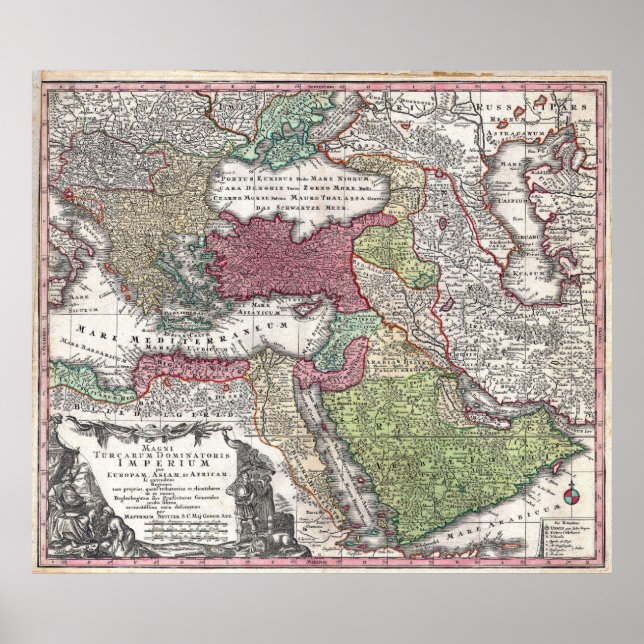 1730 Karta i Turkiet (ottomanskt imperium) Poster (Framsidan)