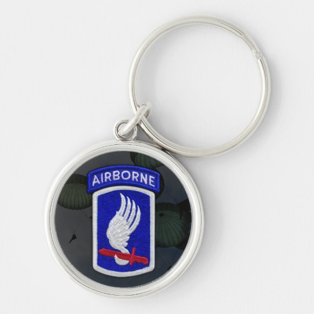 173. Den luftburna brigaden lappar Keychain Rund Silverfärgad Nyckelring (Framsidan)