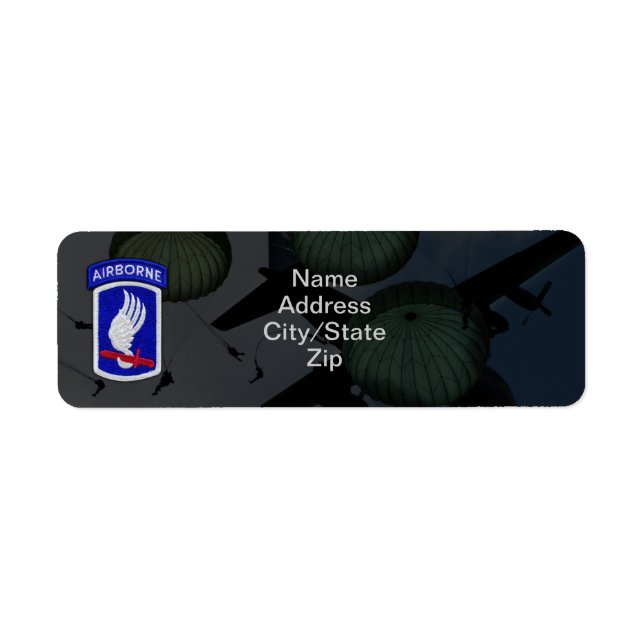173:e flygburna brigadernas himlar-soldatpatron returadress etikett (Framsidan)