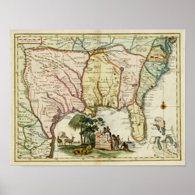 1740 Florida Karta Poster (Framsidan)