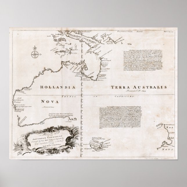 1744 Australien Karta Poster (Framsidan)