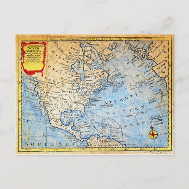 1747 Bowen Karta of North America Geographicus N Vykort (Framsida)
