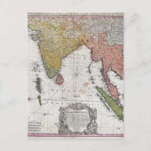 1748 Homann Heirs Karta i Indien och Sydostasien Vykort
