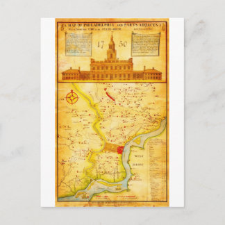1752 1850 Scull Heap Karta från Philadelphia E Vykort
